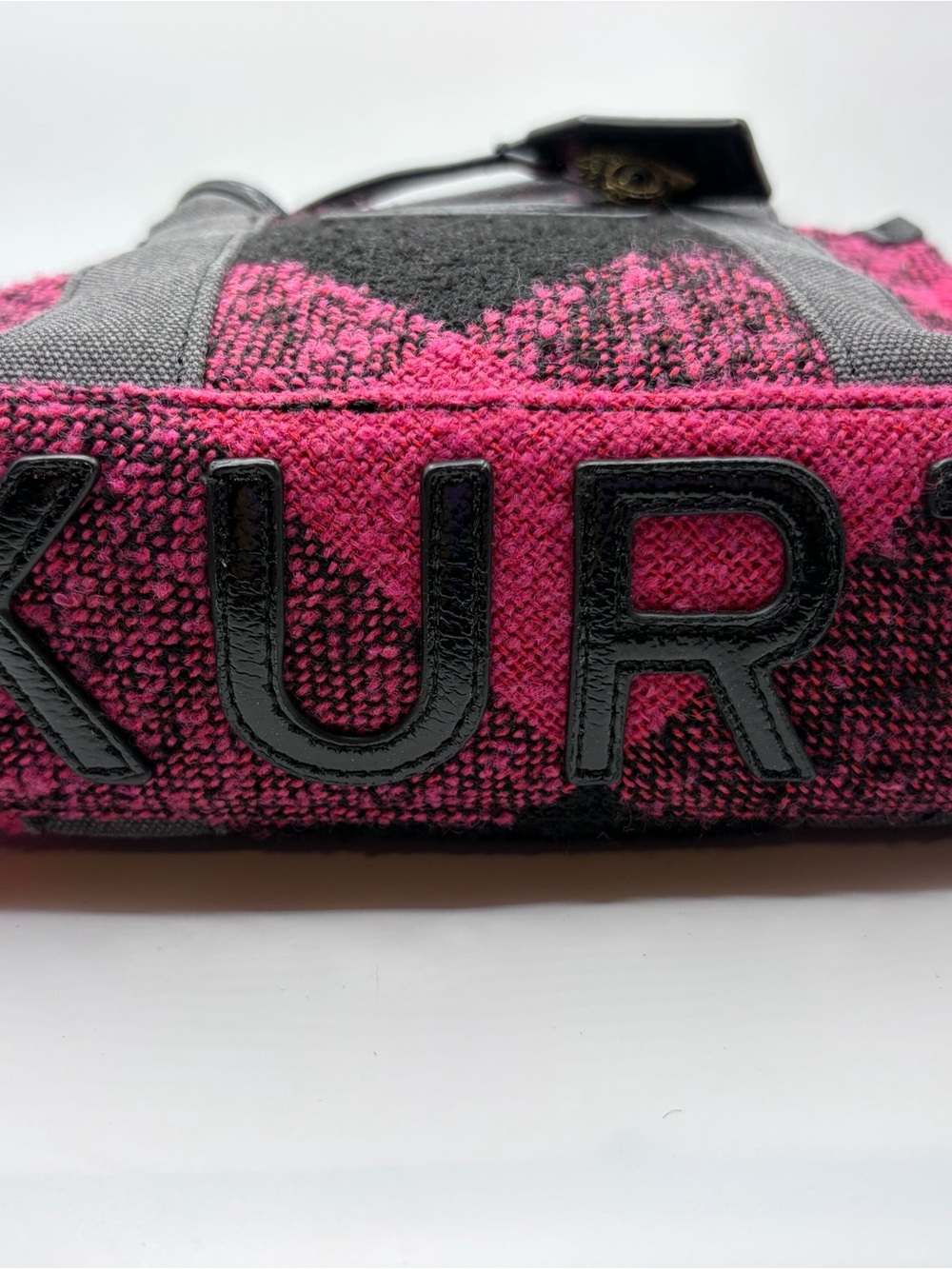 Kurt Geiger Pink & Black Tweed Crossbody Satchel - Picture 6 of 6